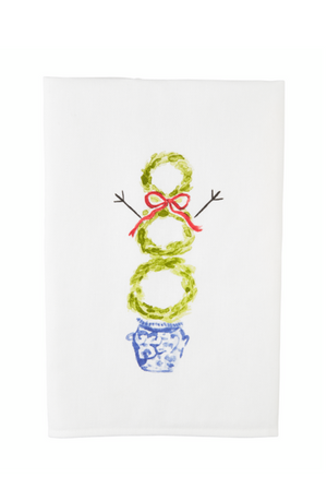 Snowman Topiary Tea Towel