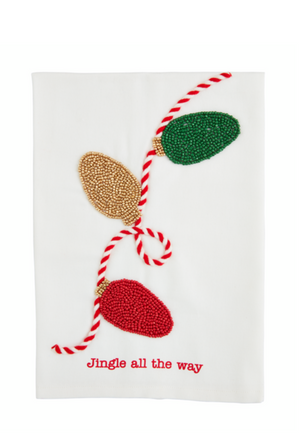 Christmas Lights Beaded Tea Towel