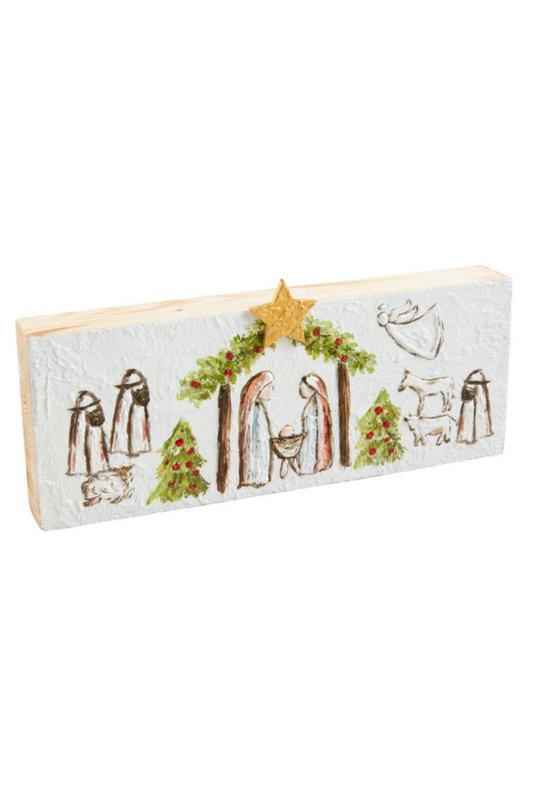 Long Painted Nativity Plaque