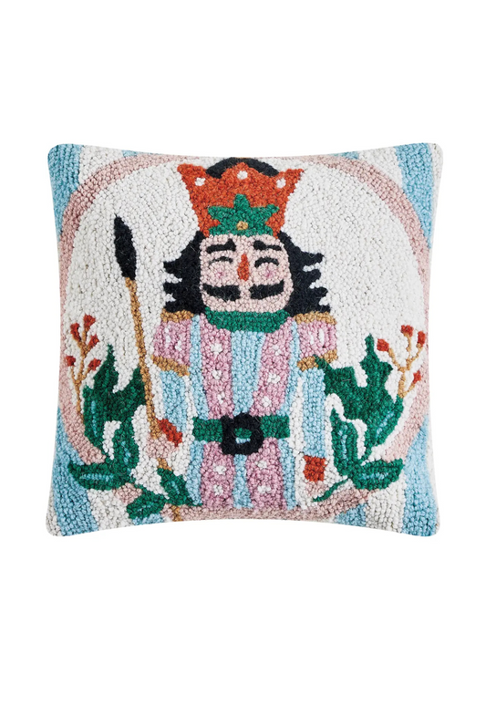 Holly Stripe Nutcracker Hook Pillow