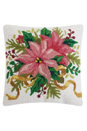 Christmas Poinsettia Hook Pillow