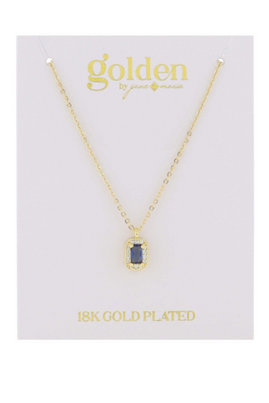 18k Gold Plated Sapphire Baguette Pendent Necklace