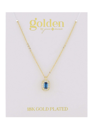 18k Gold Plated Light Sapphire Baguette Pendent Necklace