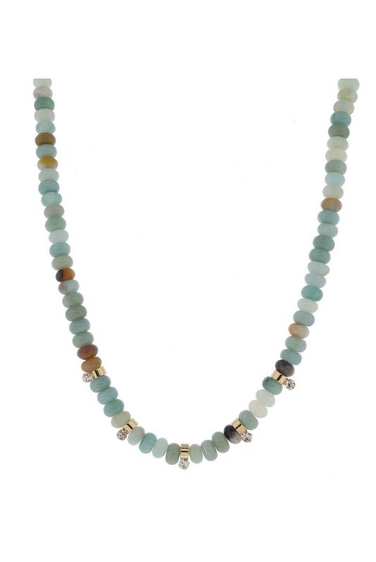 Amazonite Beaded Crystal Drop Necklace