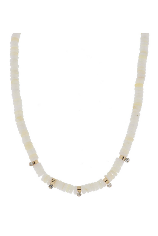 Ivory Semi-Precious Beaded Crystal Drop Necklace