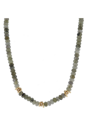 Labradorite Beaded Crystal Drop Necklace