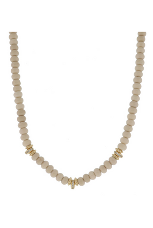 Natural Toned Semi-Precious Beaded Crystal Drop Necklace