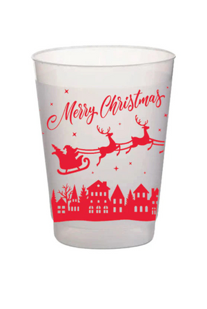 Red Merry Christmas Toile Frost Flex Cup (Set of 8)