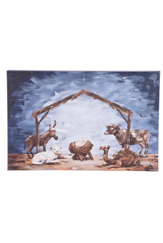 Small Starry Night Nativity Canvas