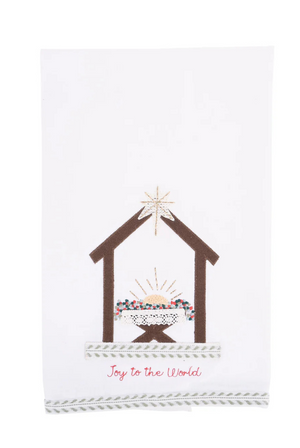 Joy to The World Nativity Tea Towel