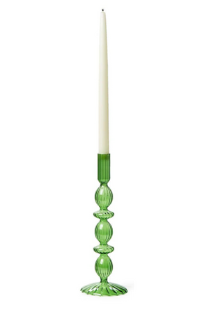 The Lola Hand Blown Glass Candlestick in Green