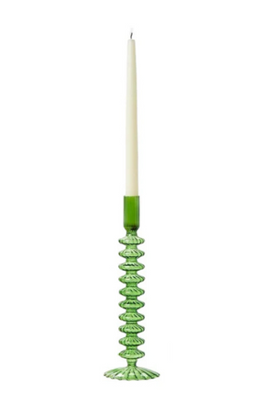 The Maddie Hand Blown Glass Candlestick in Green