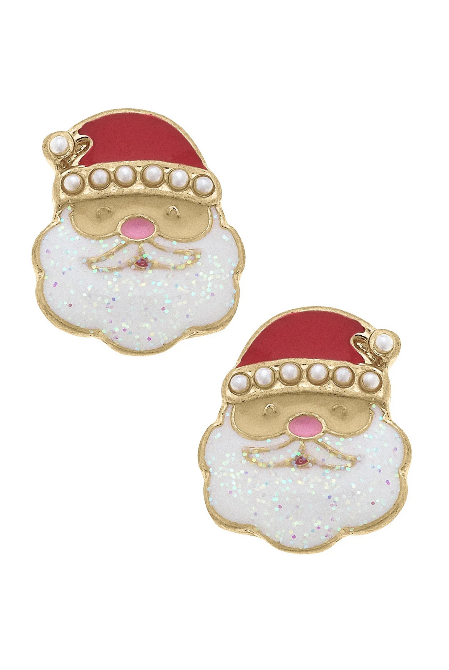 Pearl Studded Enamel Santa Claus Stud Earrings