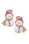 Pearl Studded Enamel Snowman Stud Earrings