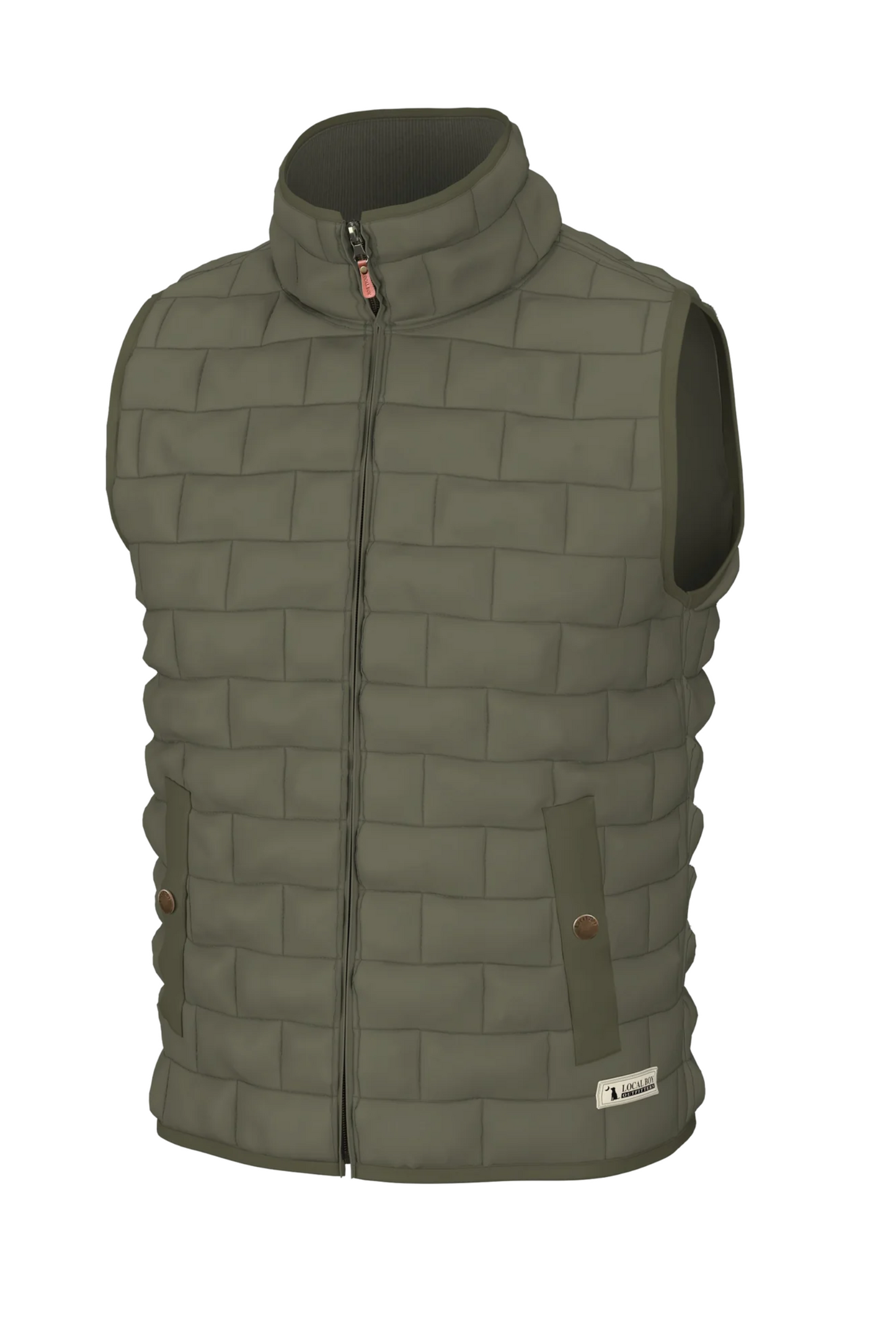 Local Boy Brick Quilted Vest in Moss