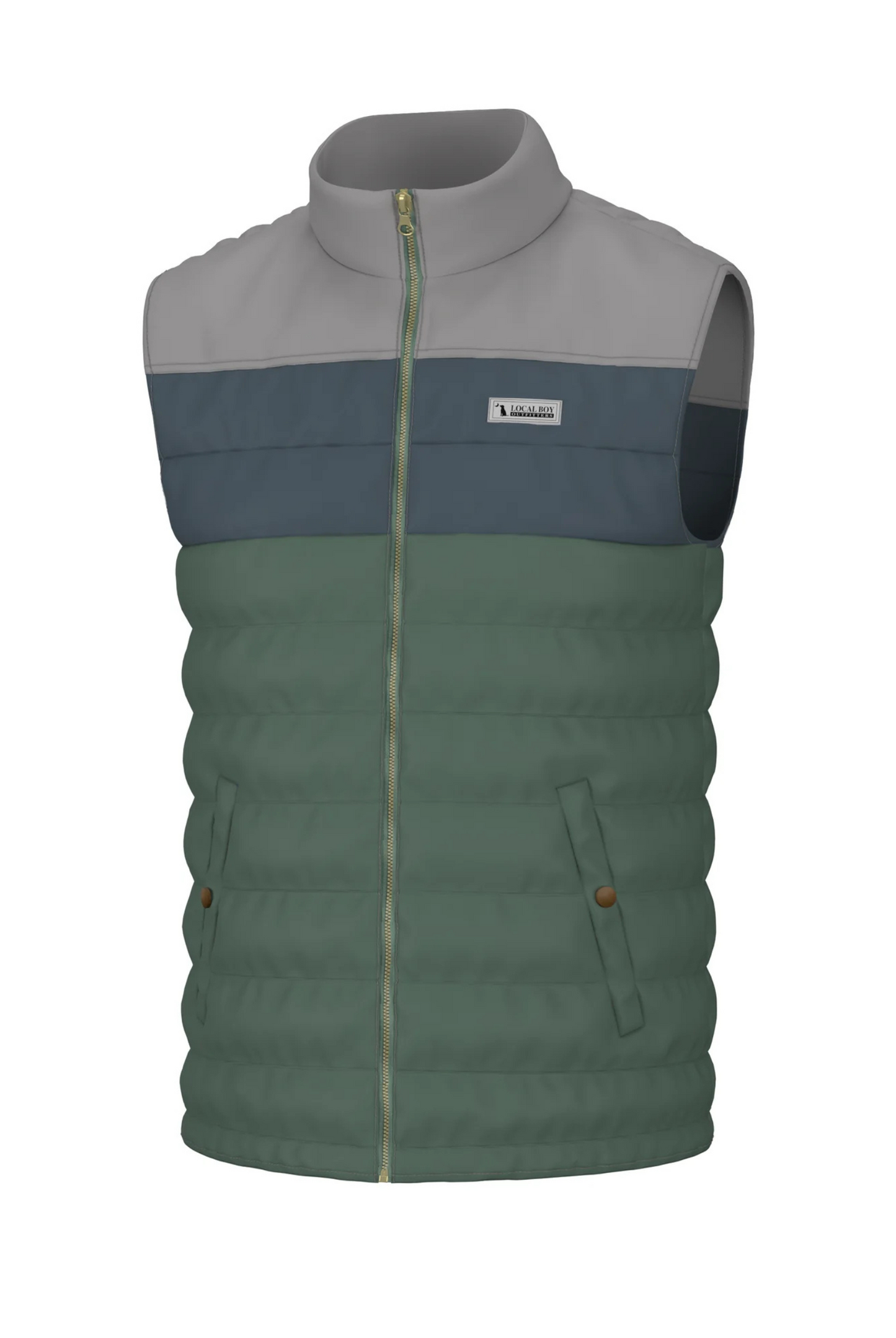 Local Boy Tri-Color Puffer Vest in Cream