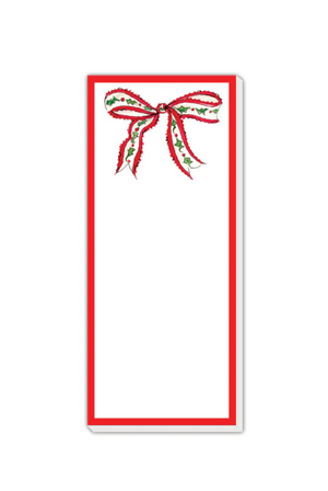 Handpainted Red Holiday Bow Skinny Notepad