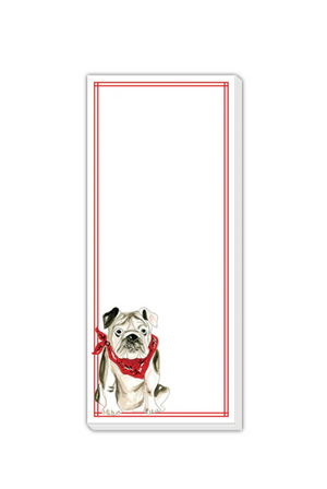 Handpainted Bulldog with Bandana Skinny Notepad