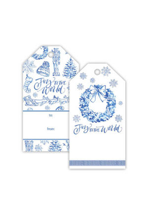 Handpainted Blue Christmas Toile Gift Tags