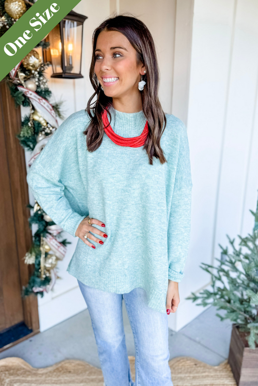 Mudpie Monica Crew Neck Sweater in Green