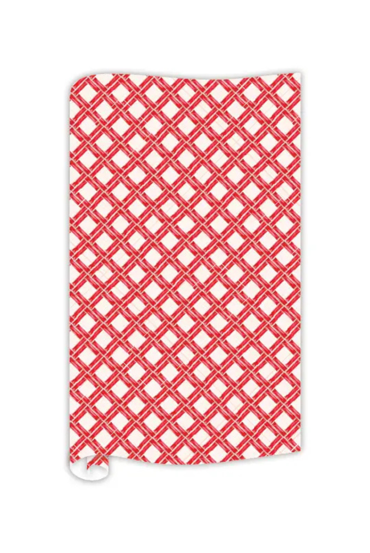 Handpainted Red Interlocking Bamboo Wrapping Paper 8ft