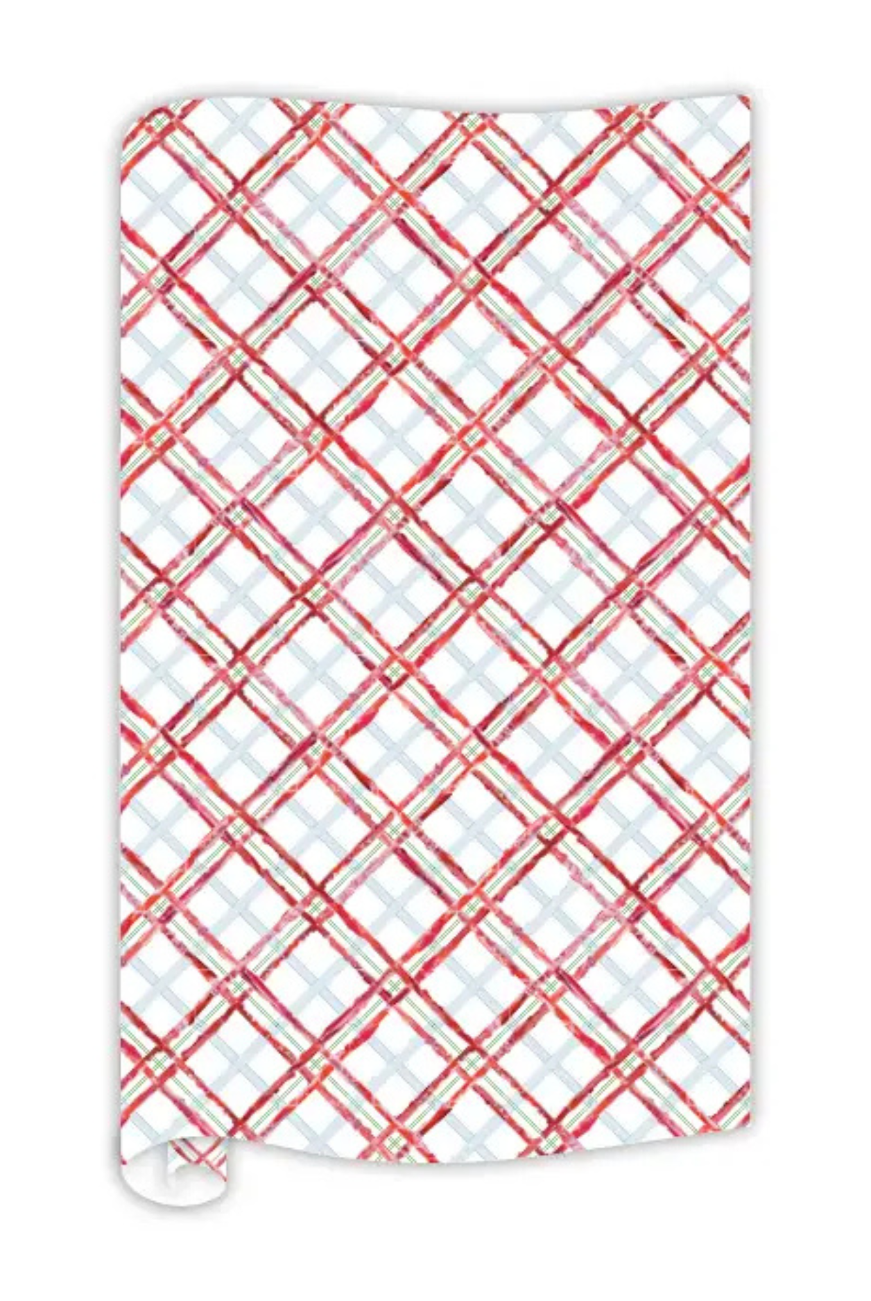 Red, Green and Blue Plaid Wrapping Paper 8ft