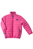 Girl's Puffer Jacket in Raspberry Rose Pink with Bigeye Tuna Print Liner