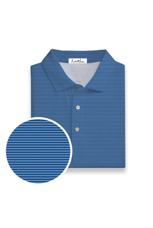 AutiLove Youth Navy | Light Blue | Pink Microstripe Polo