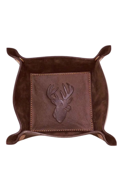 Deer Leather Embossed Valet Tray Dark Brown