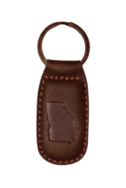Georgia Leather Embossed Keychain Dark Brown