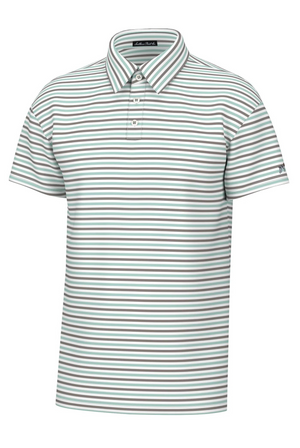 Southern Point Humphrey Stripe Performance Polo in Green & Brown