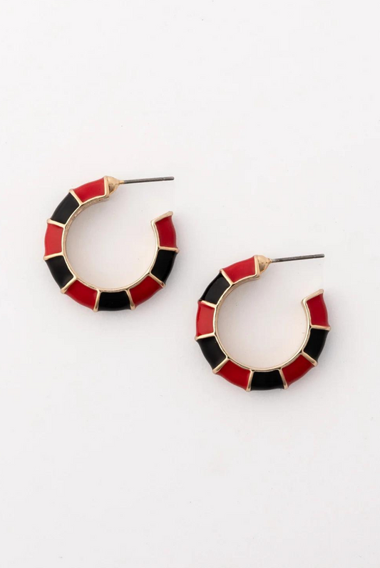 Small Ashlynn Earrings in Red & Black