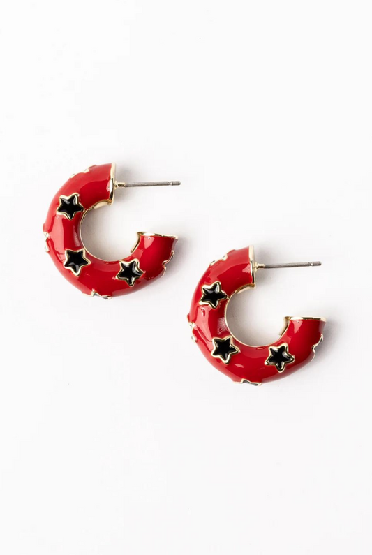 Small Justine Earrings in Red & Black