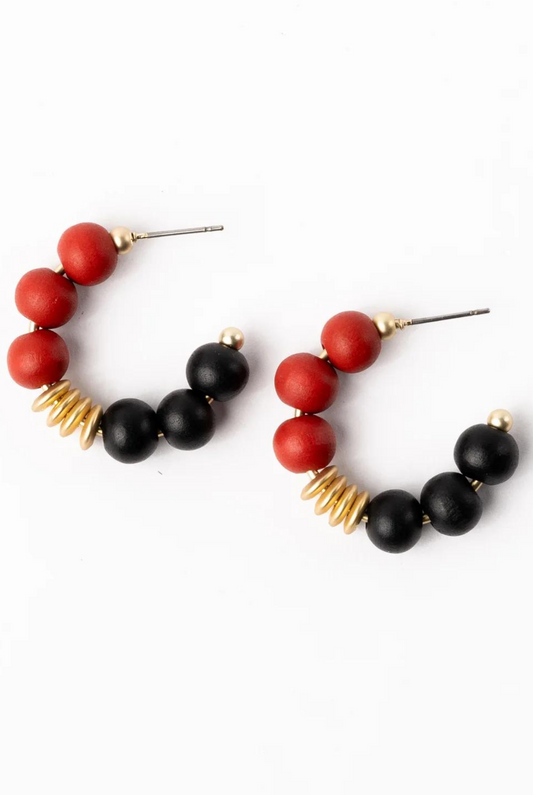 Small Kelly Earrings in Red & Black