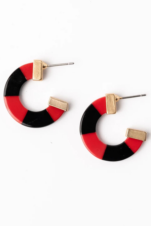 Small Melody Earrings in Red & Black