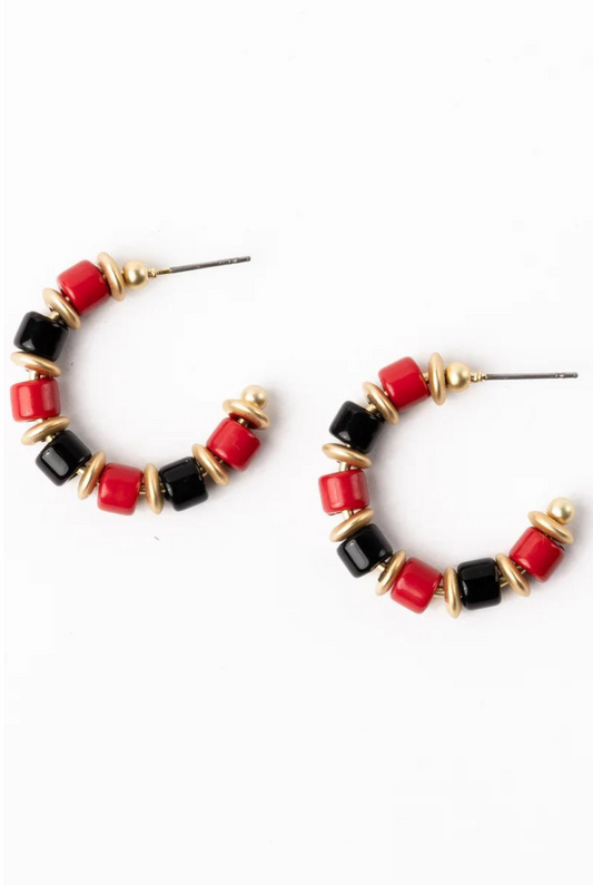 Small Cara Earrings in Red & Black