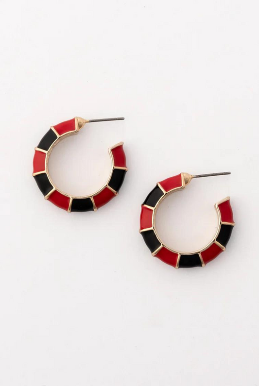 Medium Ashlynn Earrings in Red & Black