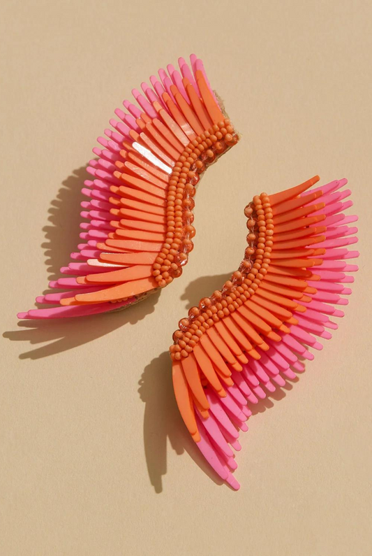 Mignonne Gavigan Midi Madeline Earrings in Peach & Neon Orange