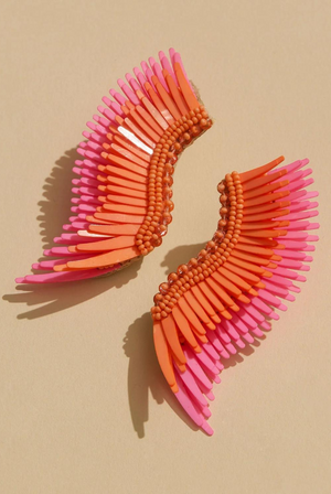 Mignonne Gavigan Midi Madeline Earrings in Peach & Neon Orange