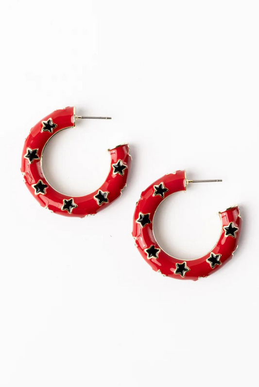 Medium Justine Earrings in Red & Black