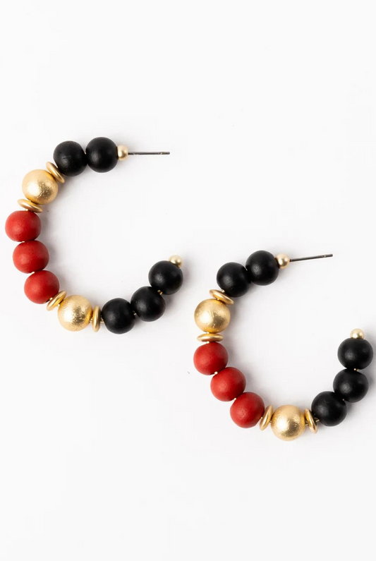 Medium Janette Earrings in Red & Black