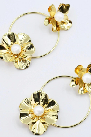 Golden Bloom Pearl Earrings