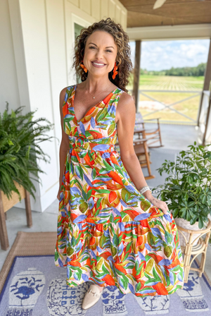 Karlie Ivy Tropical Cut-Out Midi Dress