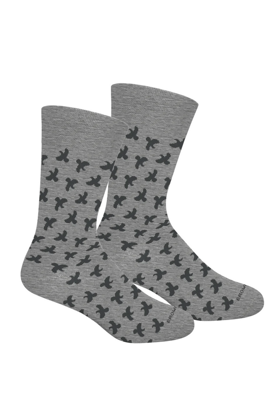 Brown Dog Fun Size Miles Ridge Socks in Light Heather Grey