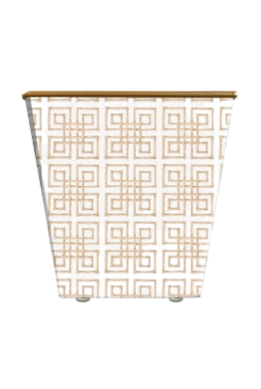 Whh Tan Bamboo Fret Cachepot Candle in Blue Spa