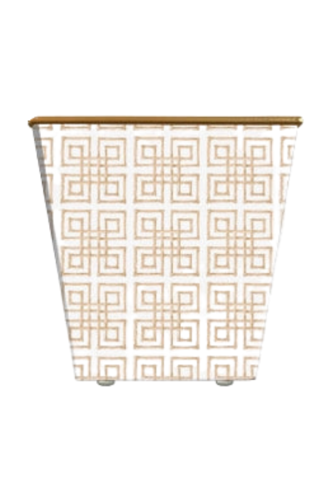 Whh Tan Bamboo Fret Cachepot Candle in Blue Spa