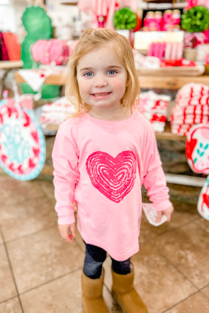 Kid's Light Pink Heart Long Sleeve Tee