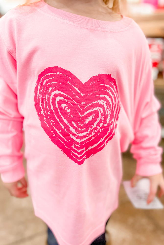 Kid's Light Pink Heart Long Sleeve Tee