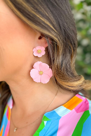 Light Pink Flower Jacket Earrings