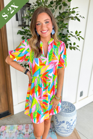 Mary Square Catalina Mini Dress in Get Tropical
